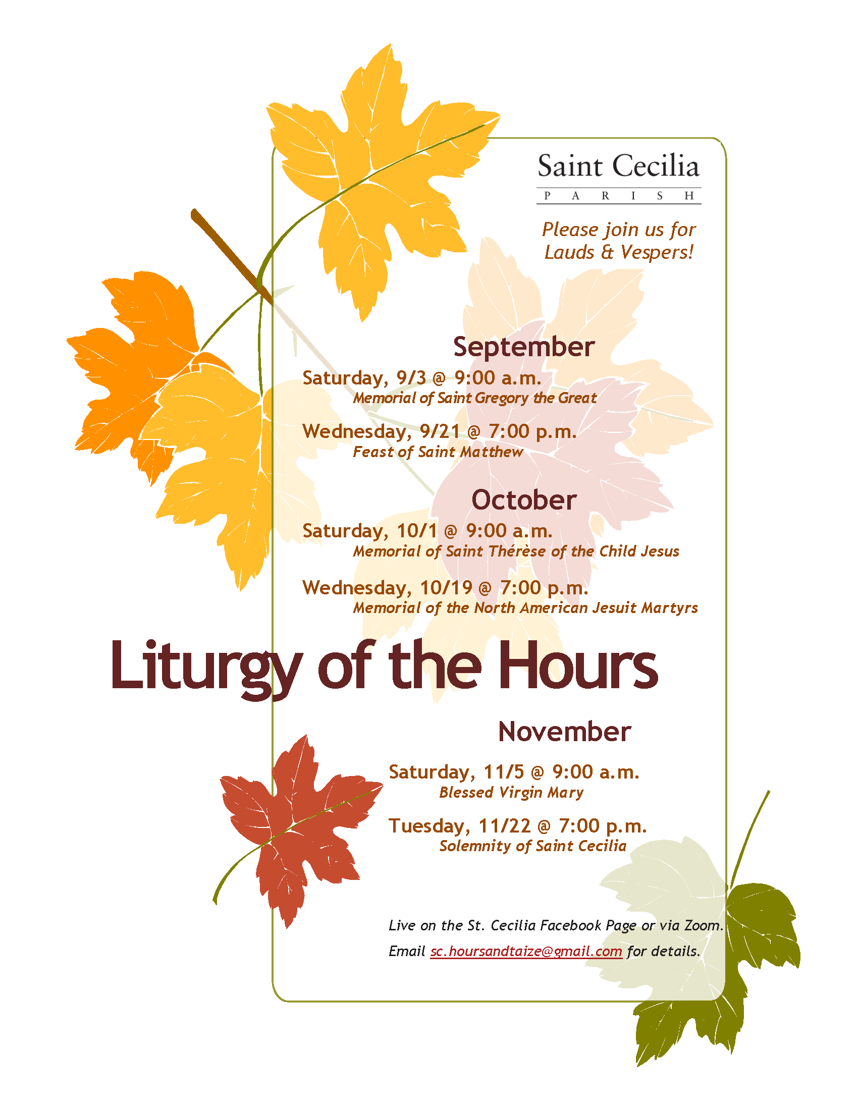 Fall 2022 - Liturgy of the Hours